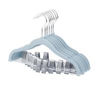ManGotree Lot de 7 cintres en velours pour bébé de 30 cm avec clips mobiles, cintres antidérapants en feutre, ultra fins et peu encombrants pour jupes, pantalons, robes, chemises, vestes (bleu)