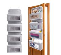 ManGotree Organiseur de rangement à suspendre derrière la porte, 4 poches en tissu, derrière la porte, organiseur à suspendre derrière la porte avec fenêtres en PVC pour jouets, magazines, sacs à
