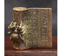 MANGOUSONG Figurines d'animaux en laiton, 4 x 3,8 cm, cuivre antique, livres anciens chinois, figurines d'araignée en bambou, figurines miniatures, décoration de bureau, décoration de la maison