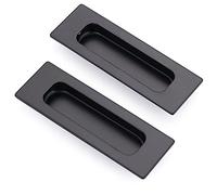 Mangsen Lot de 2 poignées rectangulaires encastrées pour porte coulissante 12 x 4 x 1,2 cm en acier inoxydable noir mat