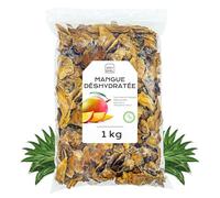 Mangue Séchée Sans Sucre 1 Kg - Mangue Déshydratée En Bandes - Fruit Déshydraté - Snack Santé - Idéal Pour La Pâtisserie - Sans Sucre Ajouté, Sans Gluten (1 kg, Mangue en Lamelles)