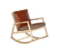 Vidaxl Chaise À Bascule Marron Cuir Véritable Et Manguier Massif Multicolore