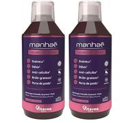 Manhaé - Draineur Expert - Draineur, Détox, Perte de Poids - Guarana, Baie de Goji, Grenade, Bardane, Queue de Cerise - 500ml - 10 jours - Saveur Cassis - Fabriqué en France - Vitavea (Lot de 2)