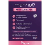 Manhaé - Minceur Expert - Complément Alimentaire Minceur - Perte de Poids, Brûle Graisse, Ventre Plat, Eliminination, Cellulite - Lactobacillus Gasseri, Queue de Cerise - Programme 1 Mois - 30 Gélules