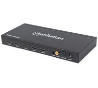 Manhattan 1080p 4-Port HDMI Multiviewer Switch, Switch with Four Inputs on One Display, Video Bandwidth Amplifier, Remote Control, Black, Three Year Warranty, Box - Commutateur vidéo/audio - 4 x...