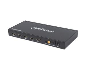 Manhattan 1080p 4-Port HDMI Multiviewer Switch, Switch with Four Inputs on One Display, Video Bandwidth Amplifier, Remote Control, Black, Three Year Warranty, Box - Commutateur vidéo/audio - 4 x...