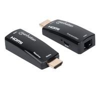 Manhattan 1080p@60Hz Compact HDMI over Ethernet Extender Kit, Extends Distances of Signal up to 60m with a Single Cat6 Ethernet Cable, Transmitter and Receiver included, Power over Cable, Ultra Slim D