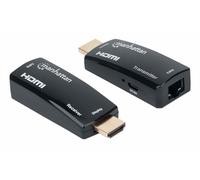 Manhattan 1080p@60Hz Compact HDMI over Ethernet Extender Kit, Extends Distances of Signal up to 60m with a Single Cat6 Ethernet Cable, Transmitter and Receiver included, Power over Cable, Ultra Slim D