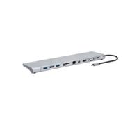 Manhattan 130578 Station d'accueil USB 3.2 Gen 1 Type-C, 3x USB-A, 1x USB-C, HDMI, VGA, Mini DisplayPort, Ethernet Gigabit, Lecteur SD/MicroSD, Power Delivery 100W, Aluminium.