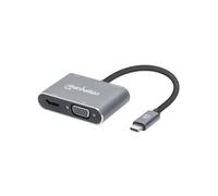 Manhattan 130691 Station d'accueil USB 3.2 Gen 1 Type-C, HDMI 1.4, VGA, 5Gbps, 4K 60Hz, Aluminium, Windows/macOS/Linux/Android/ChromeOS