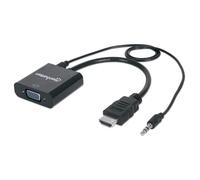 Manhattan 151559 câble vidéo et adaptateur 0,3 m HDMI + 3.5mm VGA (D-Sub) Noir