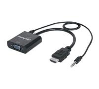 Adaptateur TV, écran Manhattan 151559 [1x HDMI mâle - 1x VGA femelle, Jack femelle 3.5 mm] noir