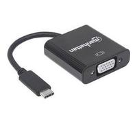 Manhattan 151771 USB / VGA Adaptateur [1x USB 3.1 mâle type C - 1x VGA femelle] noir code couleur, flexible, feuille de blindage, certifié UL, connecteur Noir G