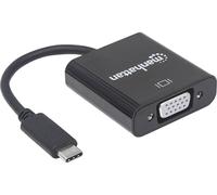 Manhattan 151771 USB / VGA Adaptateur [1x USB 3.1 mâle type C - 1x VGA femelle] noir code couleur, flexible, feuille de blindage, certifié UL, connecteur