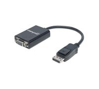 Manhattan 151962 Adaptateur Vidéo Actif DisplayPort Mâle vers VGA (D-Sub) Femelle 0.15m, 1920x1200, 10.8 Gbit/s, Contacts Or, RoHS, Noir