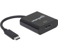 Manhattan USB-C to DisplayPort 1.2 Cable (Clearance Pricing), 4K@30Hz, 21cm, Male to Female, Black, Lifetime Warranty, Blister - Adaptateur USB / DisplayPort - 24 pin USB-C (M) pour DisplayPort...