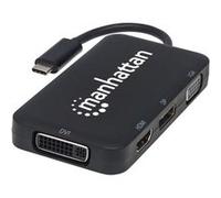 Manhattan 152600 C 4 en 1 USB Convertisseur Audio/vidéo (Prise USB 3.1 Type C mâle vers HDMI/Displayport/VGA/DVI Noir Noir G