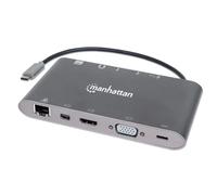 Manhattan 152808 hub & concentrateur USB 3.0 (3.1 Gen 1) Type-C Argent - Hubs & concentrateurs (USB 3.0 (3.1 Gen 1) Type-C, USB 3.0 (3.1 Gen 1) Type-A,VGA, 1920 x 1200 pixels, MicroSD (TransFlash),MicroSDHC,SD,SDHC, Argent, Aluminium)