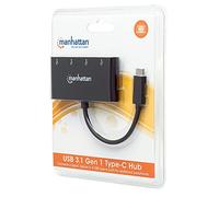 Manhattan 162746 Hub USB 3.1 Type C (4 Ports USB Type A, Alimentation Via USB) Noir