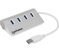 Manhattan 163767 Hub USB 4 ports USB-A USB 3.0 5 GBit/s boîtier en aluminium blanc 163767