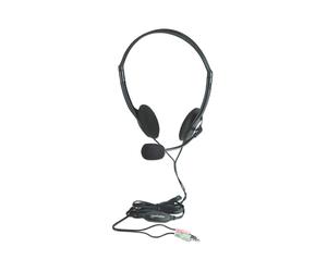 Manhattan 164429 Casque Arceau Filaire 3.5mm Noir/Argent, Supra-Aural, 20-20000Hz, 32 Ohm, Micro Boom 30-15000Hz, Câble 2m, 75g