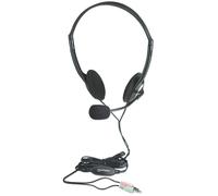 IC Intracom Casque stéréo Manhattan supra-auriculaire – micro perche, jack 2x3,5 mm, noir