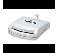 Manhattan 172844 Lecteur de Cartes à Puce USB 1.1 Blanc, câble 1.2m, LED d'activité et d'alimentation, compatible Linux, poids 115g.