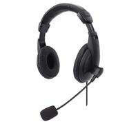 Manhattan 179843 casque Avec fil Arceau Bureau/Centre d'appels USB Type-A Noir