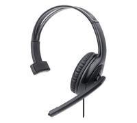 MANHATTAN 179874 Casque USB avec micro et câble de 1,5 m Coussin mono/unilatéral, contrôle du volume en ligne, microphone réglable pour ordinateur de bureau, ordinateur portable, ordinateur