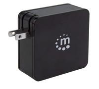 Manhattan 180214 Power Delivery Bloc d'alimentation USB 60 W USB-C Power Delivery (PD 3.0) avec Port de Charge jusqu'à 60 W USB-A jusqu'à 2,4 A Noir