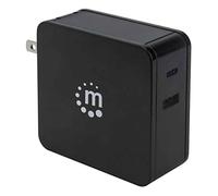 Manhattan 180214 Power Delivery Bloc d'alimentation USB 60 W USB-C Power Delivery (PD 3.0) avec Port de Charge jusqu'à 60 W USB-A jusqu'à 2,4 A Noir