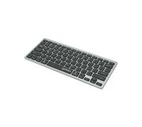 Manhattan 180559 Clavier Bureau Mini QWERTZ Allemand Sans Fil RF + Bluetooth, Commutateur Ciseaux, 78 Touches, Noir/Gris, Compatible Windows/macOS/Linux/Android/iOS