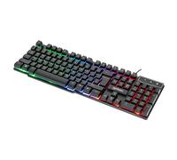 Manhattan 180603 Clavier de jeu à membrane filaire avec LED RVB rétroéclairée, connexion USB-A, touches silencieuses, 12 touches de fonction multimédia pour ordinateur, PC, ordinateur de bureau, jeu
