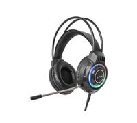 Manhattan 180696 Casque Gaming Filaire Arceau USB Type-A Noir, Haut-parleurs 40mm, 20-20000Hz, Micro Boom 50-10000Hz, PC/PS4/PS5/Switch, 2m