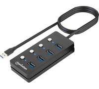 MANHATTAN 180887 Hub USB 3.0 4 ports Type-A avec Commutateurs pour Port Simple Noir