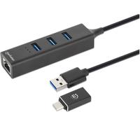Manhattan 180894 MANHATTAN Hub combo 3 ports USB 3.0 type C/A + adaptateur réseau