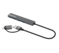 Manhattan Hub USB-C 181006 – USB 3.2, 4 ports USB-A, ultra-fin – Argent