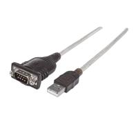 Manhattan 205153 câble Série Noir, Transparent 0,45 m USB A Serial/COM/RS232/DB9