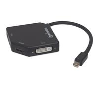 Manhattan 207720 câble vidéo et adaptateur 0,25 m Mini DisplayPort DVI-I + VGA (D-Sub) + HDMI Noir