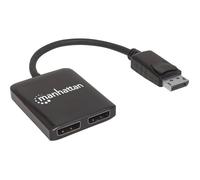 Manhattan Répartiteur DisplayPort 207768 — 2 ports, DisplayPort 1.2, MST, 4K@30Hz, alimenté USB-A