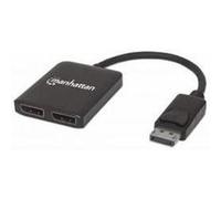 Manhattan Répartiteur DisplayPort 207768 — 2 ports, DisplayPort 1.2, MST, 4K@30Hz, alimenté USB-A