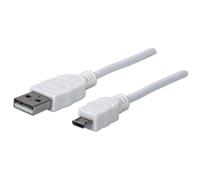 Manhattan 323987 câble USB USB 2.0 1 m USB A Micro-USB B Blanc