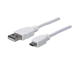 Manhattan 323987 câble USB USB 2.0 1 m USB A Micro-USB B Blanc