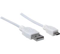Manhattan 324069 Câble de connexion USB 2.0 1,8m A-St/Micro-B-St. blanc