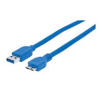 Manhattan 325431 câble USB USB 3.2 Gen 1 (3.1 Gen 1) 3 m USB A Micro-USB B Bleu