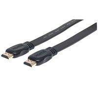 Manhattan 354059 Câble Plat HDMI Haut débit avec Canal Ethernet (HEC - Arc - 3D - 4K - HDMI) mâle vers HDMI mâle blindé 2 m Noir
