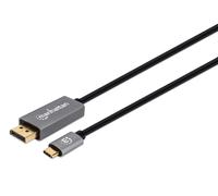 Manhattan USB-C to DisplayPort 1.4 Cable, 8K@60Hz, 2m, Male to Male, Black, Three Year Warranty, Polybag - Câble DisplayPort - USB-C (M) pour DisplayPort (M) - 2 m - support 4K 120 Hz, support pour 8K