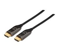 Manhattan 355414 Câble Optique HDMI Optique Actif 4K@60Hz, AOC (Active Optical Cable), Hybride cuivre 2 x HDMI mâle Contacts plaqués Or blindé Noir 10 m G