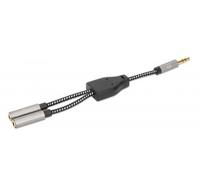 Manhattan 356114 câble audio 0,15 m 3,5mm 2 x 3.5mm Noir, Argent