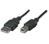 Manhattan Câble USB USB 2.0 USB-A mâle, USB-B mâle 50.00 cm Noir Feuille de Blindage, certifié UL, Contacts dorés 374507